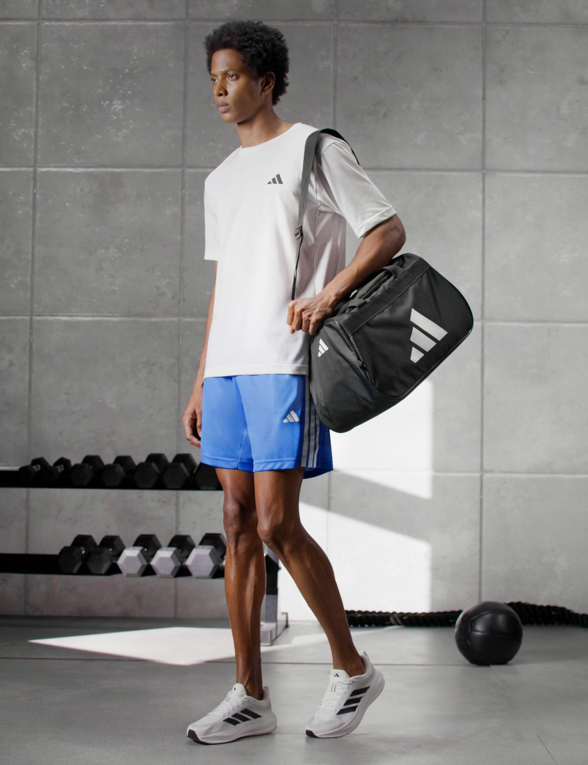 adidas Power Gym Bag – Lightweight Small Duffel, Black/White, OSFA