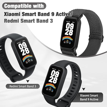 2 Pack Elastic Bands Compatible with Xiaomi Smart Band 9 Active Women Men, Soft Nylon Replacement