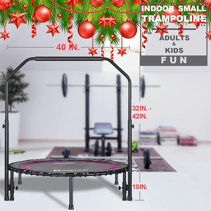 DARCHEN 450 lbs Mini Trampoline for Adults, Indoor Small Rebounder Exercise Trampoline for Workout