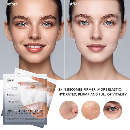 Low Molecular Weight Collagen Overnight Hydrogel Mask, Enhances Skin Elasticity, Reduces Pores