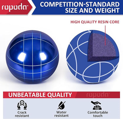 ropoda 107mm Bocce Ball Set Regulation Size and Weight with 8 Resin Bocce Balls, Resin Bocci Balls