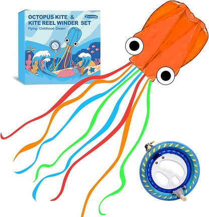Octopus Kites for Kids & Adults Easy to Fly, 24”x 158” Large Soft Kite Kit for Boys and Girls