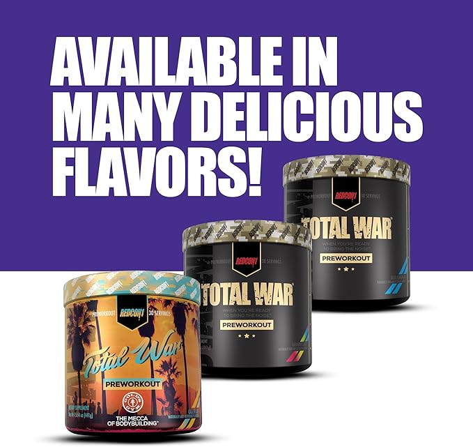REDCON1 Total War Pre Workout, Sour Gummy Bear - Fast Acting Caffeinated Preworkout for Men + Women