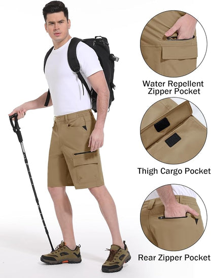 CRYSULLY Men's Hiking Cargo Shorts Outdoor Summer Lightweight Quick Dry Work Casual Shorts with 5