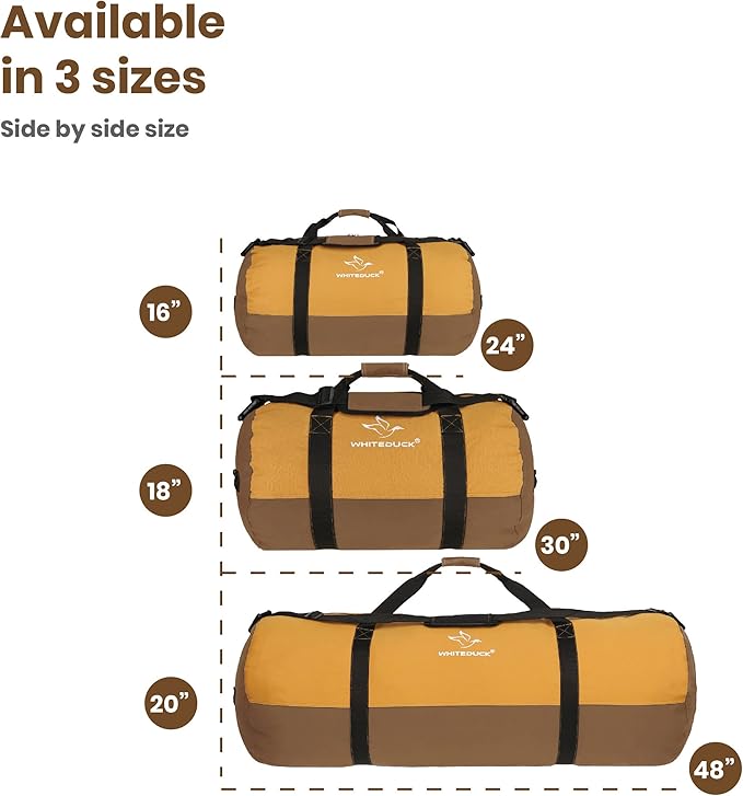 WHITEDUCK Heavy Duty Canvas Duffel Bag for Men and Women - Foldable Military Army Style Duffel Bag