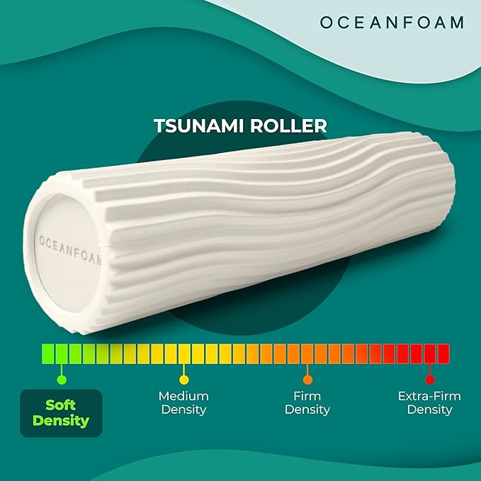 Oceanfoam Tsunami Roller (Natural) - Soft, Textured Foam Roller for Physical Therapy, Back Pain