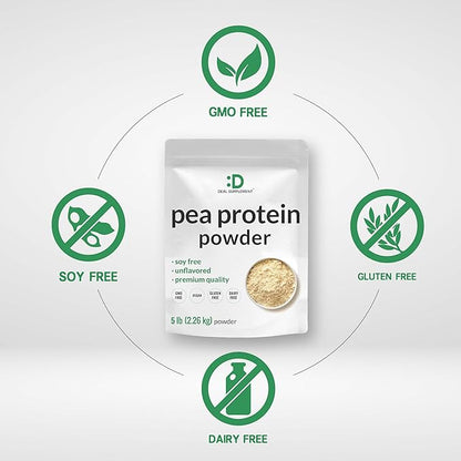 Unflavored Pea Protein Powder, 5lbs ??Premium North American Grown Peas ??Easily Digested Isolate