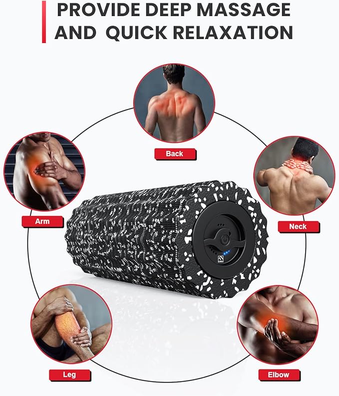 FITINDEX Vibrating Foam Roller for Muscle Deep Tissue, Back Pain Relief, Leg Foot Neck Massager