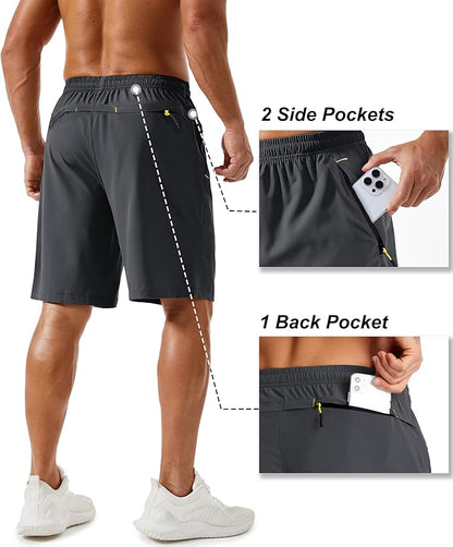 TACVASEN Men's Running Athletic Shorts 9" Quick Dry Workout Gym Shorts Lightweight Summer Shorts 3