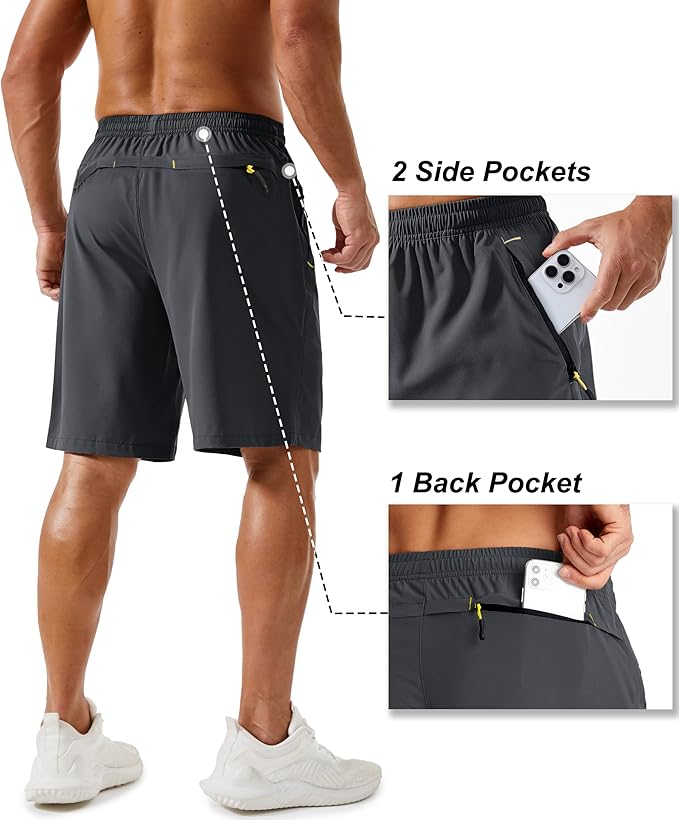 TACVASEN Men's Running Athletic Shorts 9" Quick Dry Workout Gym Shorts Lightweight Summer Shorts 3