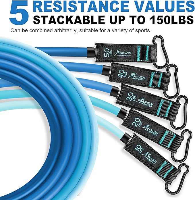 HPYGN Resistance Bands, Exercise Bands with Handles, Fitness Bands, Workout Bands with Door Anchor