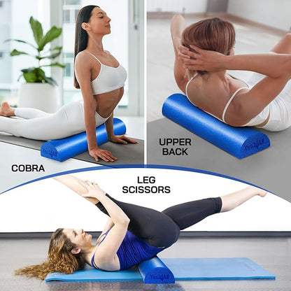 Yes4All Medium Firm Half Foam Rollers for Post-Workout Relaxation, 12/18/24/36 inch PE Foam Roll