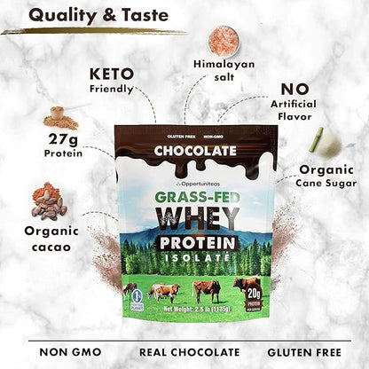 Opportuniteas Grass Fed Vanilla Choco Whey Protein Isolate Powder - 20g Protein Powder Without