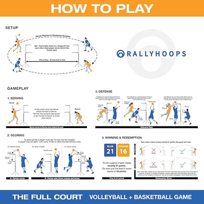 7 FT - World’s First Sports Game to Mash Volleyball & Basketball - Setup in Seconds - Quick & Easy