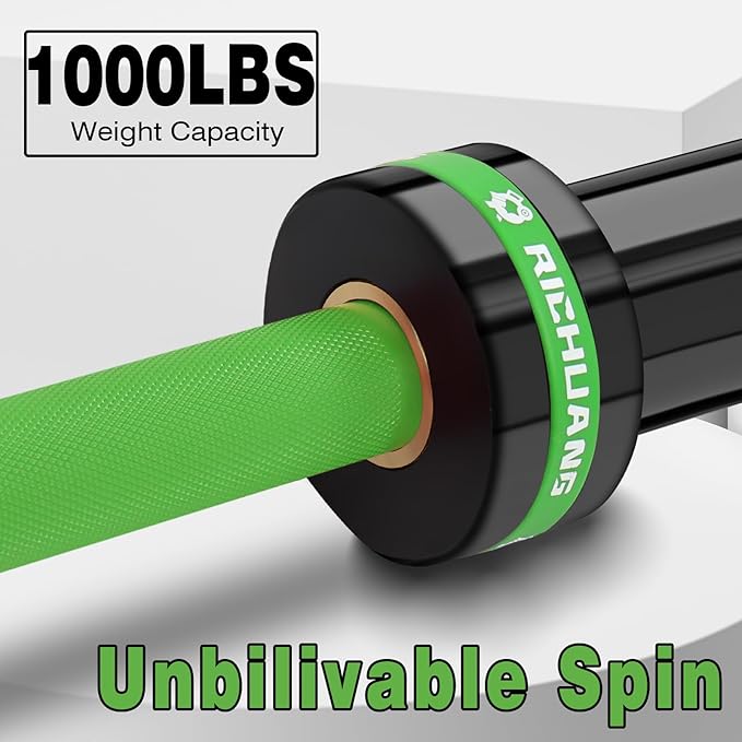 7ft Olympic Barbell, Weightlifting Barbell 28mm 45lb - 500/700/1000lbs Capacity with Smooth