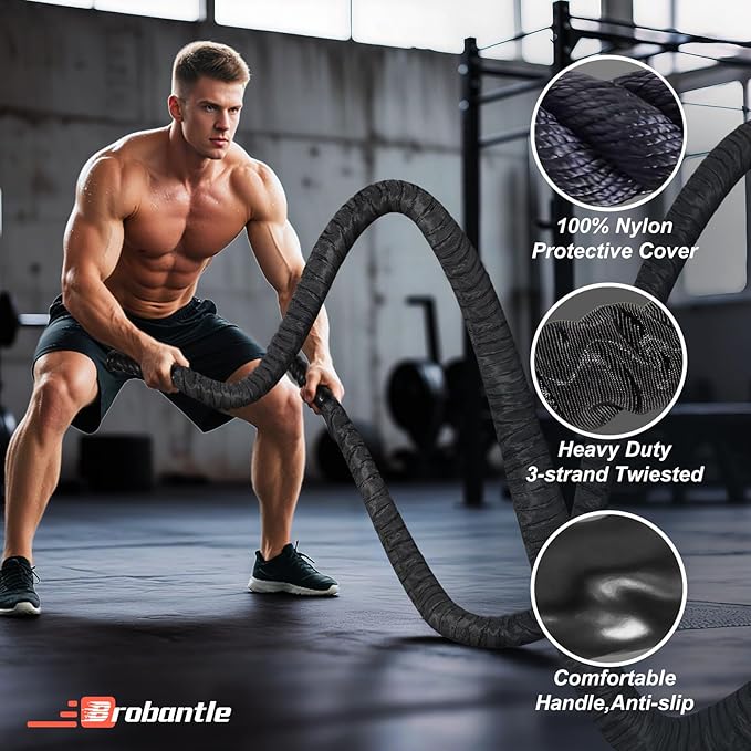 Battle Rope 1/1.26/1.5/2 Inch Diameter,Pink 30FT/40FT/50FT Exercise Workout Ropes for Home Gym