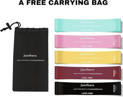 Premium Latex Free Resistance Bands for Working Out - Set of 5 + Carrying Bag | Non Latex Mini Loop