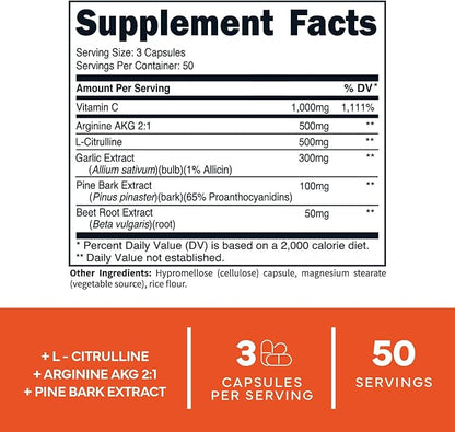 Type Zero Nitric Oxide 6X Booster, 150 Veggie Capsules - Natural Supplement - Beetroot, Arginine