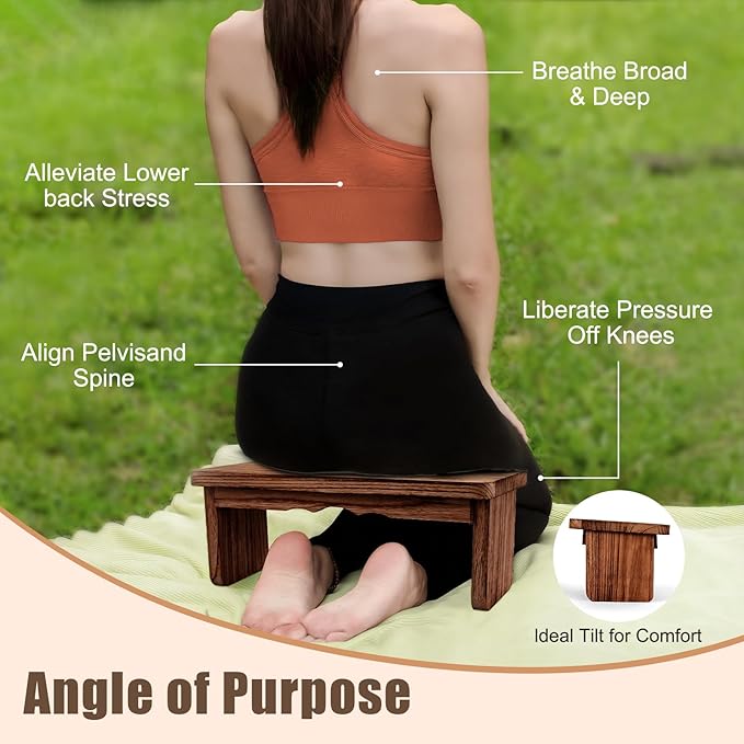 Yoga Meditation Benches - Yoga Bench,Wooden Zen Meditation Stool Kneeling Bench for Yoga Practice