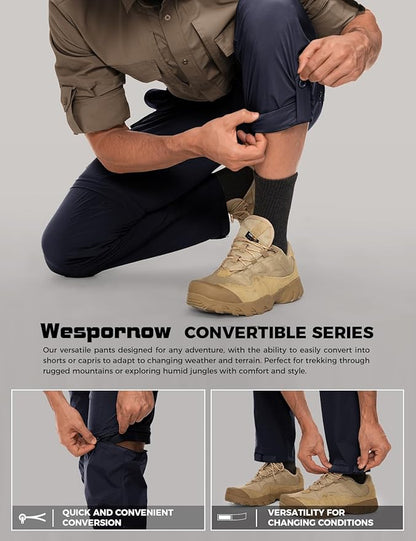 Wespornow Men's-Convertible-Hiking-Pants Quick Dry Lightweight Zip Off Breathable Cargo Pants for