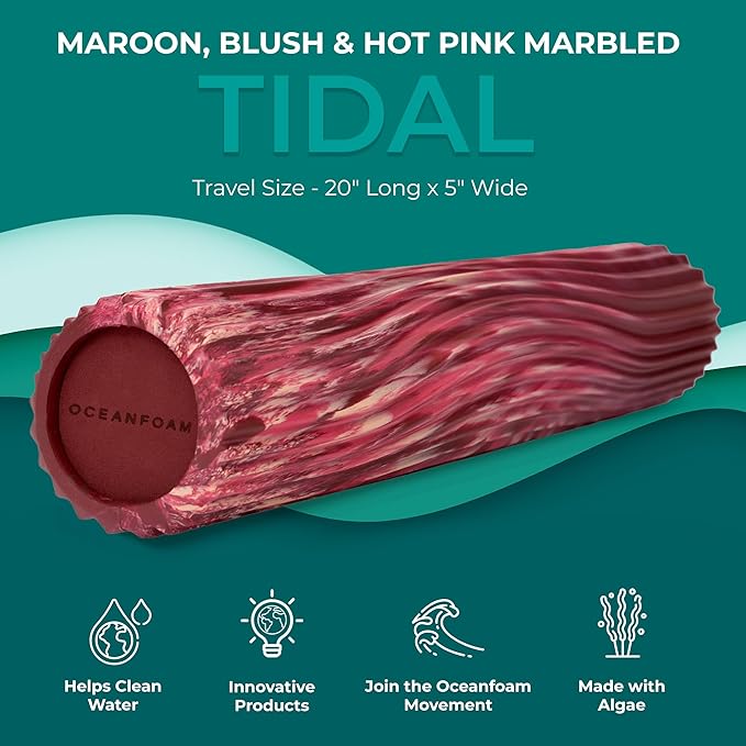 Oceanfoam Tidal Roller - Maroon, Blush & Hot Pink Marbled - Muscle Massage Foam Roller for Back