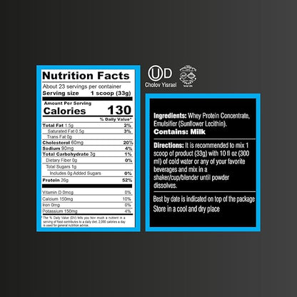 Unflavored Whey Protein Powder. Post Workout Recovery Drink, Gluten & Sugar Free, Highly Kosher