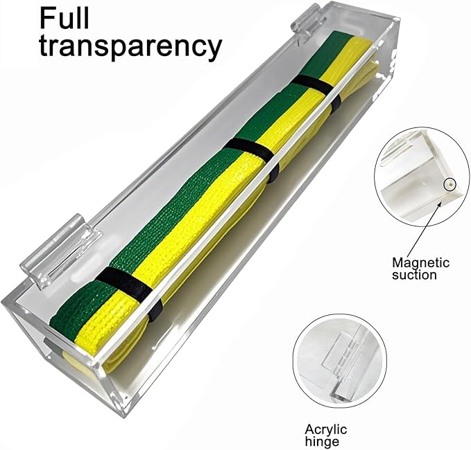 Acrylic Flip-Top Martial Arts Belt Display Case – Clear Plastic Cover with Wood Base for Karate