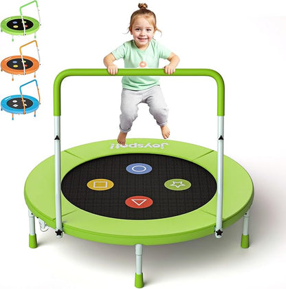 3FT Toddler Trampoline with Adjustable Handlebar, 36" Foldable & Spring-Free, Mini Kids Indoor