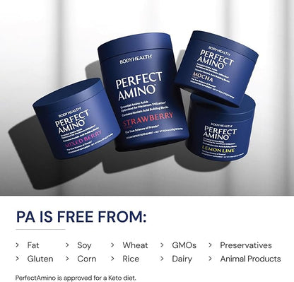 BodyHealth PerfectAmino Powder - BCAA and EAA Powder for Pre and Post Workout - Amino Acid Energy