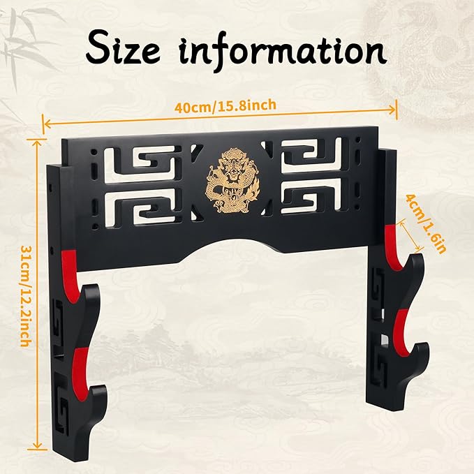 Sword Display Katana Wall Mount, 2-Tier Samurai Sword Katana Holder Stand with Velvet Padded Hook &