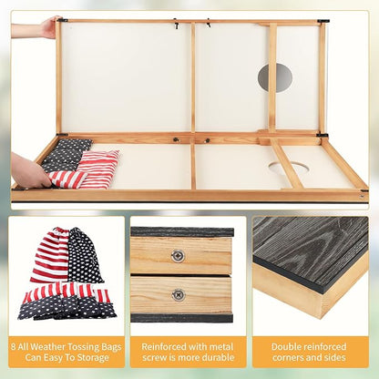 Cornhole Set, Corn Holes Outdoor Game, Regulation 2X4 Cornhole Boards, Portable Cornhole Set