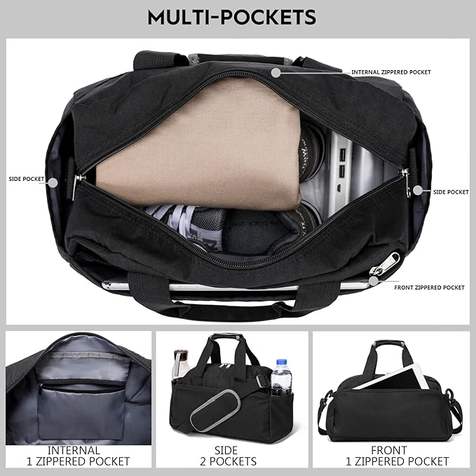 14 inch Small Gym Bag for Women & Men, Mini Duffel Bag for Travel Sports Lightweight Carry On Bag