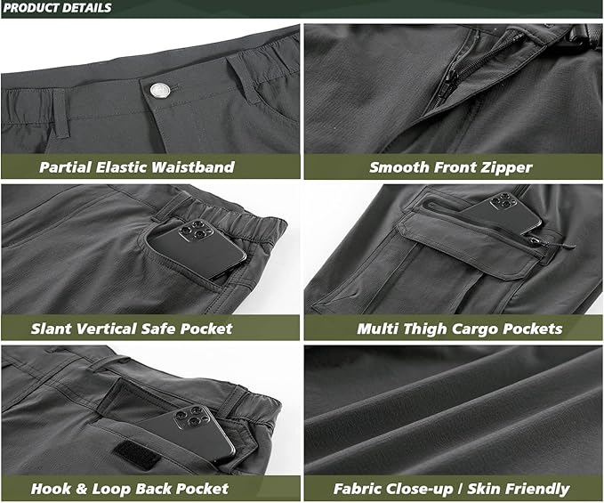 Quick Dry Hiking Shorts Men's Cargo Casual Outdoor 4-Way Stretchy Lightweight Summer Short with