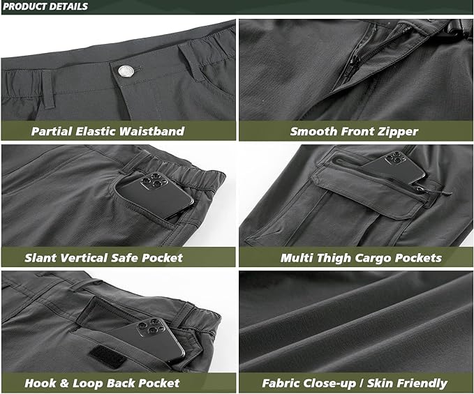 Quick Dry Hiking Shorts Men's Cargo Casual Outdoor 4-Way Stretchy Lightweight Summer Short with