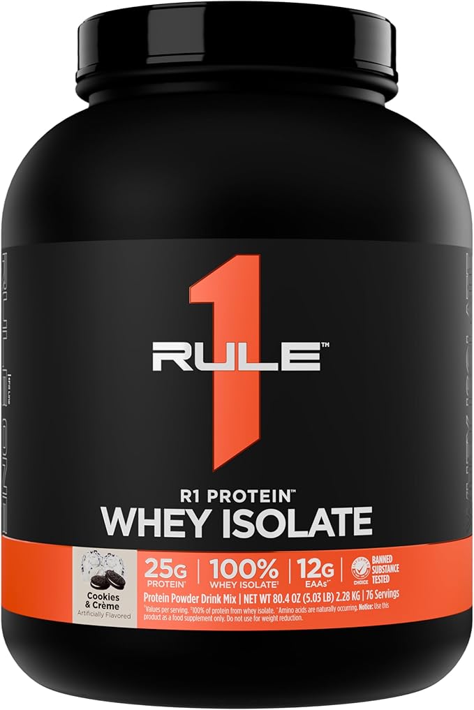 Rule 1 R1 Protein Whey Isolate - with 25g Protein & 6g BCAA Exclusively from Isolated & Hydrolyzed