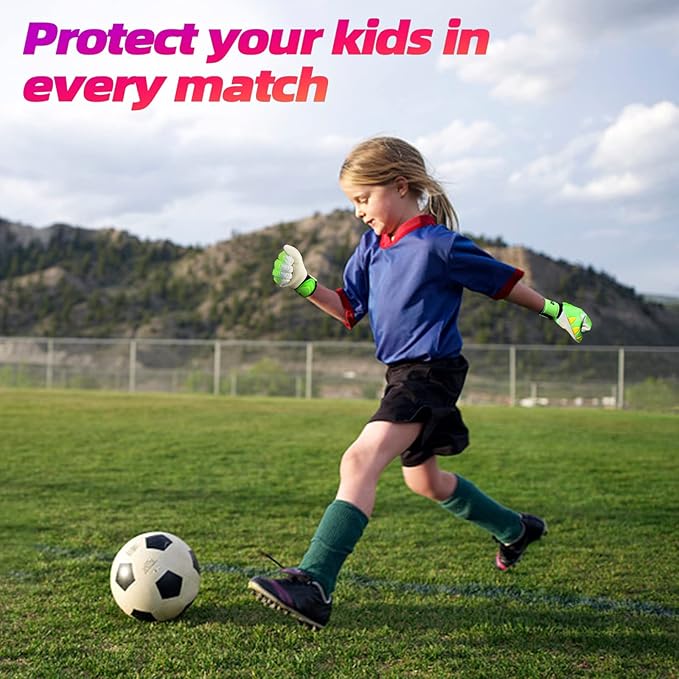 Sportout Kids Goalkeeper Gloves, Soccer Gloves with Double Wrist Protection and Non-Slip Wear