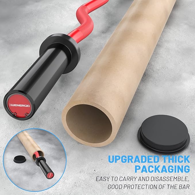47" Olympic EZ Curl Bar 500-lbs Capacity Steel Barbell Suitable for 2" Weight Plates, 2-Inch Curl