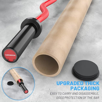 47" Olympic EZ Curl Bar 500-lbs Capacity Steel Barbell Suitable for 2" Weight Plates, 2-Inch Curl