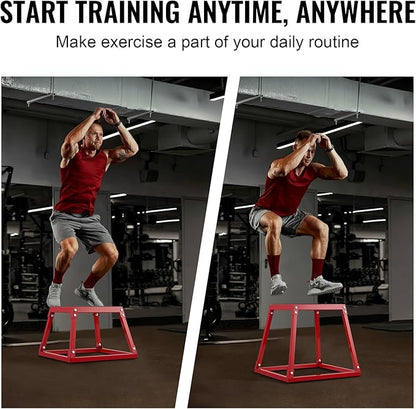 VEVOR Plyometric Jump Box, 18 Inch Plyo Box, Steel Plyometric Platform and Jumping Agility Box