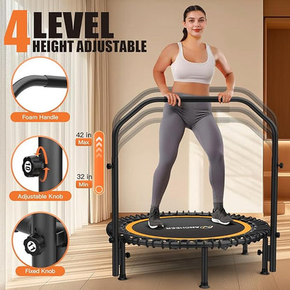 ANCHEER 40"/48" Foldable Rebounder Trampoline for Adults/Kids with Resistance Bands and Bungees