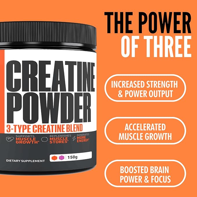 Crazy Muscle Creatine Monohydrate Powder, 5000mg Premium 3X ThreeAtine Pre Workout Mass Gainer