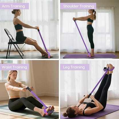 Resistance Bands with Handles, 6-Tubes Elastic Foot Pedal Resistance Bands, Natural Rubber Ankle