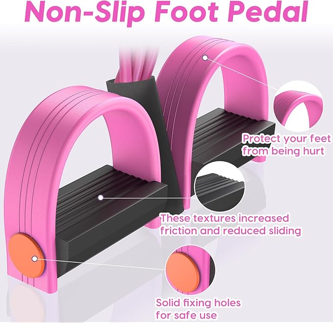 Resistance Bands with Handles, 6-Tubes Elastic Foot Pedal Resistance Bands, Natural Rubber Ankle