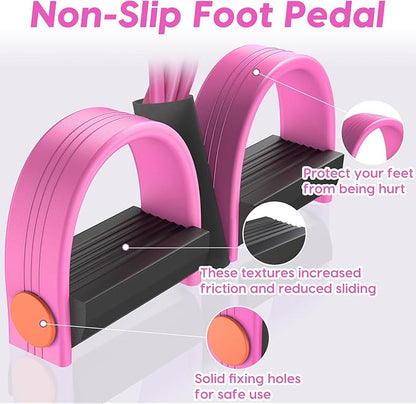 Resistance Bands with Handles, 6-Tubes Elastic Foot Pedal Resistance Bands, Natural Rubber Ankle