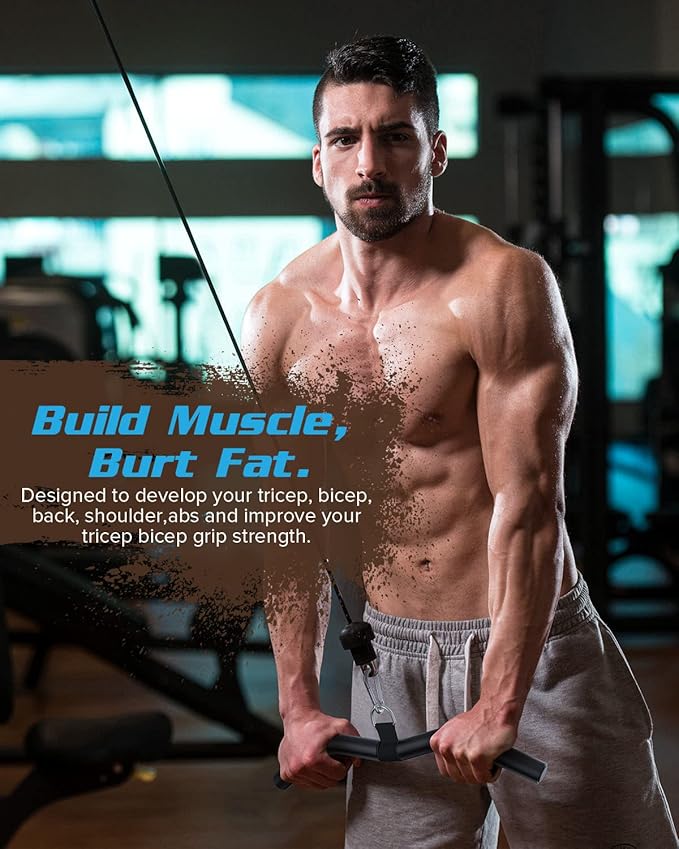 LAT Pulldown Attachments, Black Steel LAT Bar Cable Attachments Handles, Home Gym Cable Machine