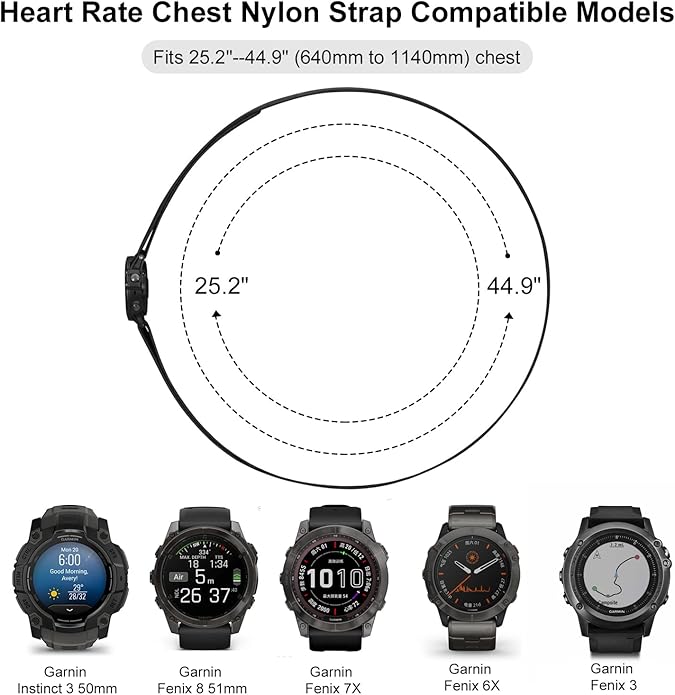26mm QuickFit Heart Rate Chest Strap Compatible with Garmin Fenix 6X/6X Pro/7X/Fenix 8 51mm/5X/5X