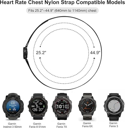 26mm QuickFit Heart Rate Chest Strap Compatible with Garmin Fenix 6X/6X Pro/7X/Fenix 8 51mm/5X/5X