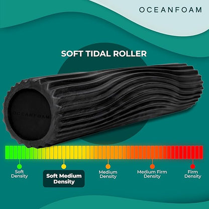 Oceanfoam Soft Tidal Roller (Black & Charcoal Marbled) - Low Density Foam Roller for Physical