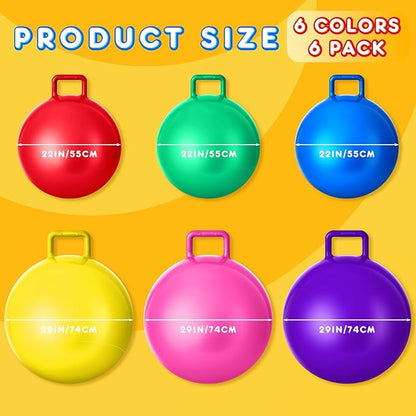 Lewtemi 6 Pcs Hopper Ball Carnival Outdoor Games 22 Inch 29 Inch Jumping Hopping Inflatable
