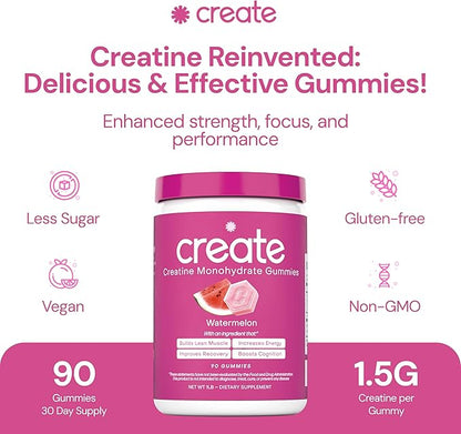 Create Creatine Monohydrate Gummies for Men & Women - Boost Focus, Strength, and Endurance